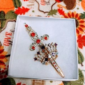 Vintage Crown and Sword Pin